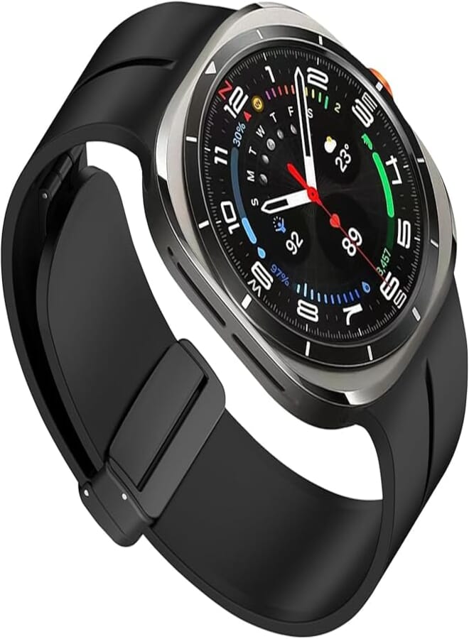 Watch Band Compatible for Samsung Galaxy Watch Ultra, Waterproof Soft Silicone Rubber Strap & Magnetic Folding Buckle Design for Galaxy Watch 7 Ultra 47mm(2024) Replacement Band
